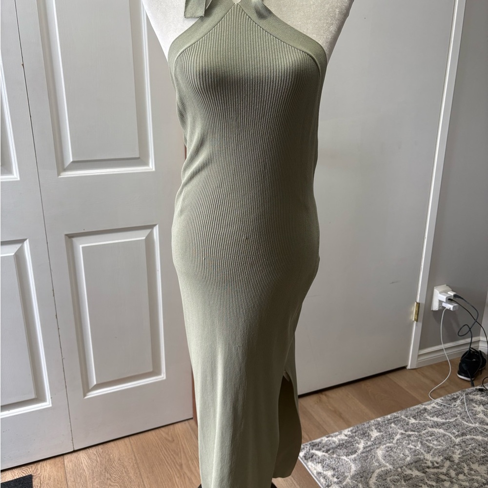 Wilfred Sage Green Halter Midi Dress